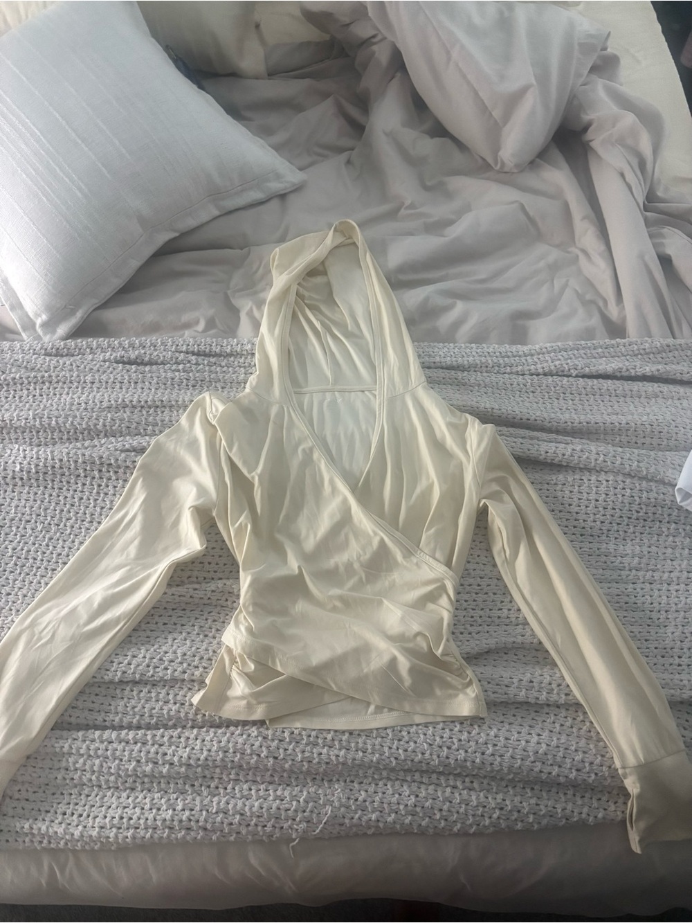 Old Navy Cream Hooded Long Sleeve Top